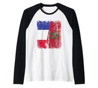 Francia Marocco Half Flag French Maroccan Heritage Jersey Maglia con Maniche Raglan