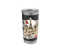 Francia Parigi Torre Eiffel Arc De Triomphe Bicicletta Vintage Bicchiere termico in acciaio inox doppia parete