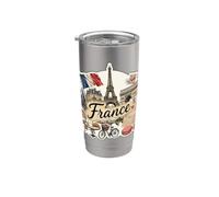 Francia Parigi Torre Eiffel Arc De Triomphe Bicicletta Vintage Bicchiere termico in acciaio inox doppia parete
