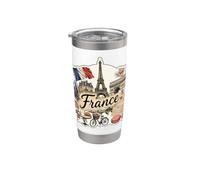 Francia Parigi Torre Eiffel Arc De Triomphe Bicicletta Vintage Bicchiere termico in acciaio inox doppia parete
