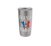 Francia, Parigi, Torre Eiffel, bandiera francese, segno d'amore Bicchiere termico in acciaio inox doppia parete