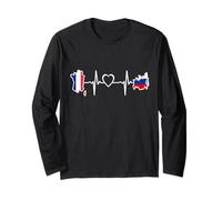 Francia Russia Heartbeat - Bandiera Russa Francese Maglia a Manica