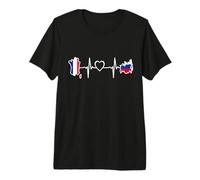 Francia Russia Heartbeat - Bandiera Russa Francese Maglietta Premium