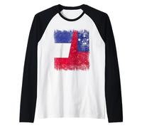 Francia Samoa Mezza Bandiera Patrimonio Samoano Francese Maglia con Maniche Raglan