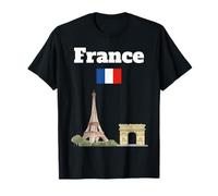 Francia Souvenir Torre Eiffel Arc De Triomphe Bandiera Francese Maglietta