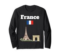 Francia Souvenir Viaggio Amante Parigi Bandiera Francese Maglia a Manica