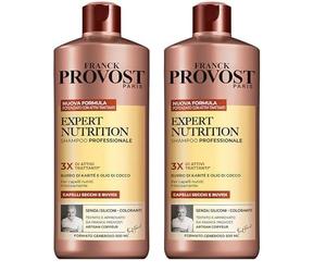 Franck Provost, Expert Nutrition, Shampoo Professionale Per Capelli Secchi, Effetto Nutriente, Con Burro di Karité e Olio di Cocco, 500 ml (Confezione da 2)