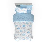 Franco, Cinnamoroll, set copripiumino reversibile e lenzuola, 5 pezzi, super morbido, accogliente, con federa, per letto singolo. 100% prodotto con licenza ufficiale