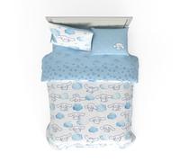 Franco, Cinnamoroll - Set di biancheria da letto con copripiumino reversibile e lenzuola, 7 pezzi, super morbida, confortevole, con federa, per letto queen size (100% prodotto con licenza ufficiale)