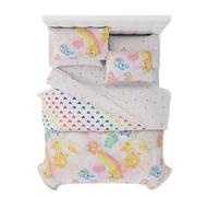 Franco Collectibles Care Bears - Set di biancheria da letto classico retrò arcobaleno 7 pezzi super morbido piumino e lenzuolo con federa, prodotto con licenza ufficiale al 100%
