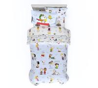 Franco Collectibles Peanuts - Set di biancheria da letto, 5 pezzi, super morbido, copripiumino e lenzuola, con federa, per letto singolo, prodotto con licenza ufficiale al 100%