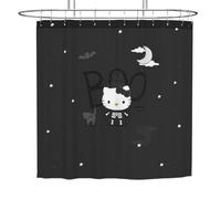 Franco Collectibles Sanrio Hello Kitty - Tenda da doccia in microfibra con scheletro di Halloween, 183 x 183 cm, prodotto con licenza ufficiale)