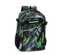 Franco Cosimo Panini Comix Zaino Scuola, Design Multicolore Nero e Verde, 41 × 35 × 18 cm, Spallacci Ergonomici