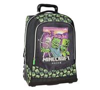 Franco Cosimo Panini Editore, ZAINO ORG.TROLLEY PREMIUM MINECRAFT MOVIE Unisex-Bambini e ragazzi, Nero/Verde, Medio