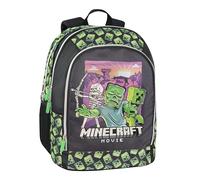 Franco Cosimo Panini Editore, ZAINO SCUOLA ORG.MINECRAFT MOVIE Unisex-Bambini e ragazzi, nero/verde, Medio