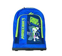 Franco Cosimo Panini Minecraft Zaino Trolley con Ruote, Grafica Creeper, 46 × 35 × 20 cm, Blu e Verde