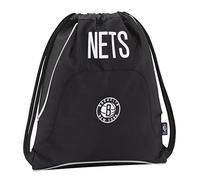 Franco Cosimo Panini NBA, Brooklyn Nets - Zaino Scuola Coulisse, Sacca sportiva Unisex per Bambini e Ragazzi con Spallacci Anti-Soffocamento con Tasca con Chiusura ZIP, Colore Nero - Ufficiale NBA