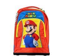 Franco Cosimo Panini Super Mario Zaino Trolley SCUOLA con Ruote, Blu e Rosso, 47 × 36 × 23 cm