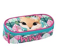 Franco Cosimo Panini WWF - Astuccio Ovale Organizzato, Bambina e Bambino, con Cerniera e Tirazip - Astuccio Scuola con Vano Interno per Cancelleria e Spazio Portapenne, cm 22x9,5x7h