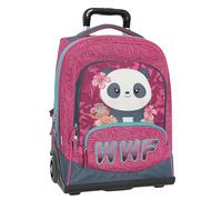 Franco Cosimo Panini WWF - Zaino Scuola Trolley Ufficiale WWF, Maniglia Regolabile, Spallacci Imbottiti e Regolabili, Ruote Ø 90 mm Sostituibili, Fondo Preformato Impermeabile, 36x47Hx23 cm, Magenta