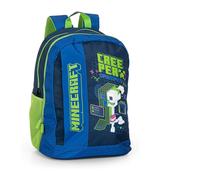 MINECRAFT - Zaino Scuola, Zaino Con Schienale Imbottito e Spallacci regolabili, Ampio Scomparto Centrale, Tasca Frontale Verticale, 23x43x23 cm, Blu