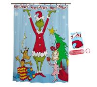 Franco, Dr. Seuss The Grinch Holiday, Set di 13 tende da doccia e anelli, 100% prodotto con licenza ufficiale