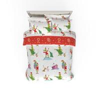 Franco Grinch by Dr. Seuss Holiday & Christmas Bedding - Set di biancheria da letto super morbido e lenzuolo con federa, 7 pezzi Queen Size (prodotto ufficiale Dr. Seuss)