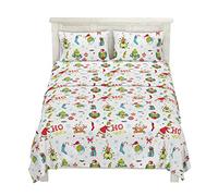 Franco Grinch by Dr. Seuss Holiday & Christmas Bedding Super Soft 100% Cotton Flannel Sheet Set, 4 pcs, Full, (Official Dr. Seuss Product)