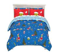 Franco Grinch by Dr. Seuss Holiday & Christmas Bedding Super Soft Comforter and Sheet Set with Sham, 7 Piece Queen Size (Official Dr. Seuss Product)