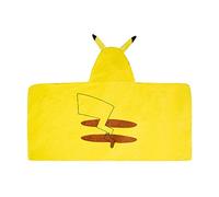Franco Kids - Asciugamano da bagno e spiaggia in morbida spugna di cotone con cappuccio, 61 x 127 cm, Pokemon Pikachu