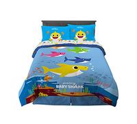 Franco Set di biancheria da letto per bambini, super morbido, con piumone e lenzuola, 5 pezzi, misura grande, Baby Shark