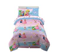 Franco Set Trapunta e Lenzuola con Federe in Microfibra, Super Mario Girl, 5 Pezzi Twin Size