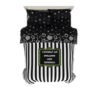 Franco Set Trapunta e Lenzuola, Microfibra, Nero & Bianco-Beetlejuice, 5 Pezzi Queen Size