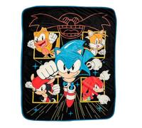 Franco Sonic The Hedgehog - Set di biancheria da letto in morbido peluche Sherpa per bambini, 127 x 152,4 cm (prodotto con licenza ufficiale)