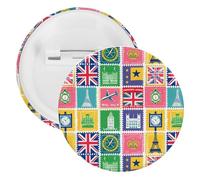 Francobolli con il Union Jack Bottoni Pin Distintivi Banda Stagnata Spille Mestieri per Camicie Vestiti Borsa Accessorio, 1PCS, plastica e latta