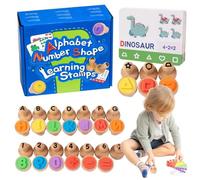 Francobolli Di Lettere - Strumenti Di Apprendimento Alfabeto | Francobolli In Legno, Giocattoli Alfabeto per Bambini Piccoli, Timbri Di Apprendimento Lettera In Legno | Giochi Di Matematica Po