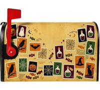 Francobolli magnetici per cassetta postale vintage di Halloween | Collage di francobolli vintage, copertura della cassetta delle lettere, icone spettrali, decorazione esterna magnetica