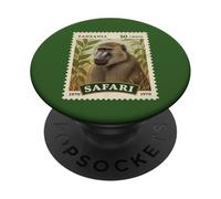 francobollo safari africano Babbuino Tanzania affrancatura vintage PopSockets PopGrip Adesivo