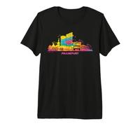 Francoforte Skyline colorato Torre Principale Immagine Città Francoforte Maglietta Premium