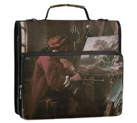 Francois Boucher - Raccoglitore con cerniera con stampa ritratto, 3 anelli, con tracolla, per scuola, multi tasche, grande cartella portadocumenti