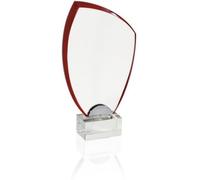 FRANDO Trofeo in Cristallo 22x20 cm con Astuccio - Targa Premio Elegante con Base in Vetro e Bordi Sfaccettati - Personalizzabile con Incisione o Stampa (1, Rosso)