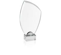 FRANDO Trofeo in Cristallo 22x20 cm con Astuccio - Targa Premio Elegante con Base in Vetro e Bordi Sfaccettati - Personalizzabile con Incisione o Stampa (1, Trasparente)