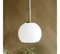 FRANDSEN Lampada a sospensione a sfera, bianco opalino, Ø 18 cm, vetro Frandsen