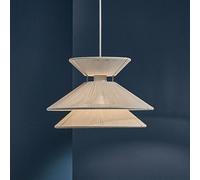 FRANDSEN lampada a sospensione Kiku bianca, Ø 35,5 cm, metallo/lino Frandsen