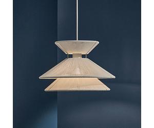 FRANDSEN lampada a sospensione Kiku bianca, Ø 35,5 cm, metallo/lino Frandsen