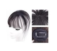Frangia a clip Parrucca sintetica con frangia francese 3D, parrucca Air Bangs Topper curva simulata(Natural black)