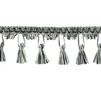 Frangia A Nappa Nera, Grigia Media, Vaniglia / 2,5" / Tuxedo [6 Yarde]