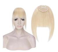 Frangia Clip Capelli, Topper per Capelli, Frangia for capelli da donna, frangia alla francese, frangia piatta e ordinata con tempie, capelli veri(#60)