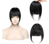 Frangia Clip Capelli Veri 25g Clip in Frangia Frangia di capelli umani al 100% Frangia spessa smussata con tempie Pezzo di capelli veri for donne 3 clip Parrucchino, 1 pezzo Frangetta Capelli Veri Cli