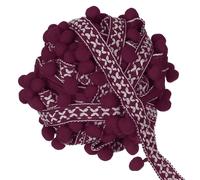 Frangia con Pompon 10 Iarde, Pizzo con Nappe 12mm, Bordeaux per Cucito